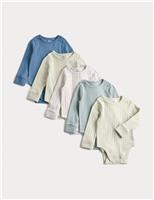 5pk Cotton-Rich Rib Long Sleeve Bodysuits (0-3 Yrs)