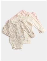 3pk Pure Cotton Floral Long Sleeve Bodysuits (0-3 Yrs)