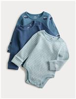 3pk Pure Cotton Car Long Sleeve Bodysuits (0-3 Yrs)