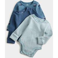 3pk Pure Cotton Car Long Sleeve Bodysuits (0-3 Yrs)
