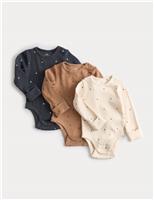 3 Pack Cotton Rich Heart Long Sleeved Bodysuits (0 Mths-3 Yrs)