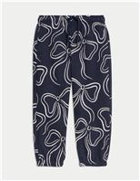 Cotton Rich Bow Print Joggers (2-8 Yrs)