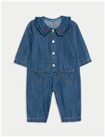 Cotton Rich Denim Heart Jumpsuit (0 Mths - 3 Yrs)