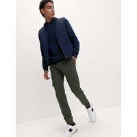 M&S Regular Fit Herringbone Cargo Joggers Dark Khaki