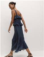 Sweetheart Neckline Ruffle Midi Cami Dress