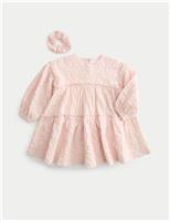 2pc Cotton Rich Tiered Dress with Scrunchie (2-8 Yrs)