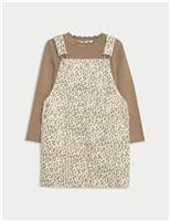 2pc Pure Cotton Leopard Pinafore Outfit (2-8 Yrs)