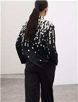 Cupro Rich Spot Print Relaxed Shirt