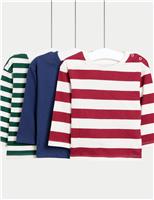 3pk Pure Cotton Striped & Plain Tops (0-6 Yrs)