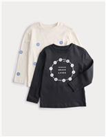 2pk Pure Cotton Floral Fearless Tops (2-8 Yrs)