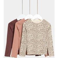 3pk Cotton-Rich Ribbed Tops (2-8 Yrs)