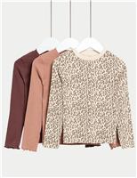 3pk Cotton-Rich Ribbed Tops (2-8 Yrs)