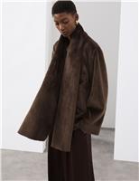 Faux Fur Detachable Scarf Coat