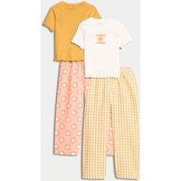 M&S 2 Pack Cotton Rich Sunshine Graphic Pyjama Sets (1-16 Yrs) Yellow