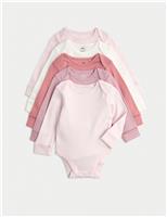 5pk Pure Cotton Long Sleeve Bodysuits (0-3 Yrs)