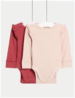 2pk Pure Cotton Frill Long Sleeve Bodysuits (0-3 Yrs)