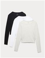 3 Pack Cotton Rich Ribbed Tops (6-16 Yrs)