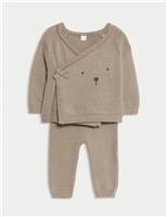 2pc Knitted Bear Wrap Outfit (0-12 Mths)