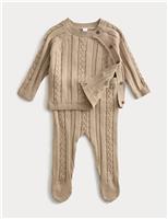2pc Pure Cotton Knitted Crawler Outfit (0-12 Mths)