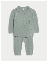 2pc Knitted Wrap Outfit (0-12 Mths)