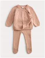 2pc Pure Cotton Knitted Crawler Outfit (0-12 Mths)