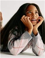 Argyle Button Through Cardigan (6-16 Yrs)