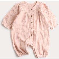 M&S Pure Cotton Broderie Woven All in One (0-12 Mths) Blush