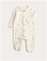 Pure Cotton Woven Leaf Collared All In One (0-12 Mths)