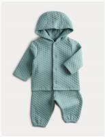 2pc Cotton Rich Quilted Hooded Wrap Outfit (0-12 Mths)