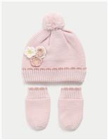 Baby Floral Hat and Mittens Set (0-3 Yrs)