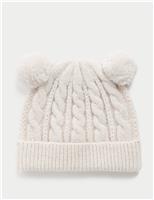 Kids Cable Knit Double Pom Winter Hat (0-3 Yrs)