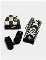 Kids Hot Wheels Logo Hat, Scarf and Mitten Set (1-13 Yrs)