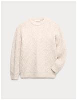 Textured Cable Knit Jumper With Wool (6-16 Yrs)