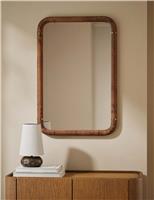 Burl Wood Veneer Rectangular Wall Mirror