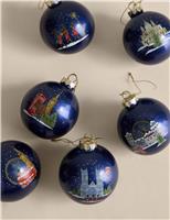 6pk Glass London Baubles