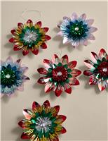 6pk Hanging Tinsel Rosette Decorations