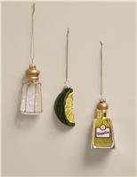 3pk Glass Hanging Tequila Decorations