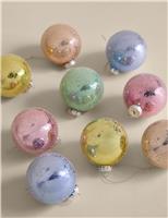 9pk Pastels Metallic Glass Baubles