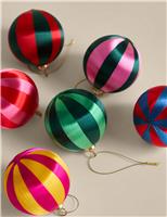 6pk Striped Shatterproof Baubles