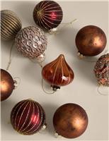 9pk Autumnal Mix Glass Baubles