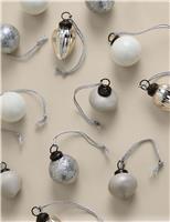 12pk Silver Glass Mini Baubles