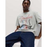 M&S Pure Cotton Fender T-Shirt Mid Grey Marl