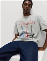 M&S Pure Cotton Fender T-Shirt Mid Grey Marl