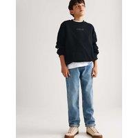 M&S Pure Cotton Relaxed Fit Jeans (6-16 Yrs) Medium Blue