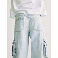 M&S Pure Cotton Cargo Jeans (6-16 Yrs) Light Blue