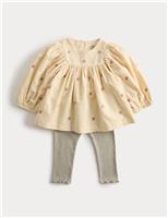 2pc Cotton Rich Floral Embroidered Outfit (0 Mths-6 Yrs)