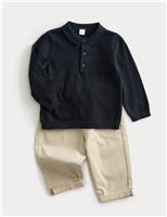 2pc Cotton Rich Knitted Polo & Chino Outfit (0-3 Yrs)