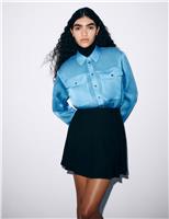 Wool Blend Pleated Mini Skirt