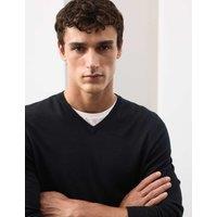 Autograph Pure Extra Fine Merino Wool V-Neck Jumper Black