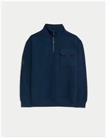Cotton Rich Funnel Neck Half Zip Sweatshirt (6-16 Yrs)
